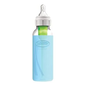 Dr. Brown’s Natural Flow® Options+™ Glass Baby Bottle Sleeves, 100% Silicone, 8 oz, Narrow, Blue