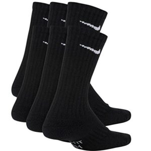 Nike Kids' Performance Cushioned Crew Training Socks (6 Pair) (as1, alpha, s, regular, Black/White, Small)