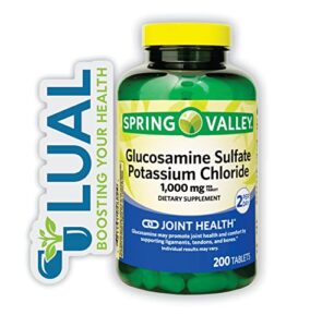 elevate joint comfort with spring valley’s 1,000 mg glucosamine tablets. includes luall fridge magnet + spring valley glucosamine (glucosamine sulfate potassium chloride 200 count)