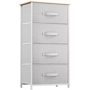 yitahome dresser with 4 drawers – fabric storage tower, organizer unit for bedroom, living room, hallway, closets & nursery – sturdy steel frame (light grey)