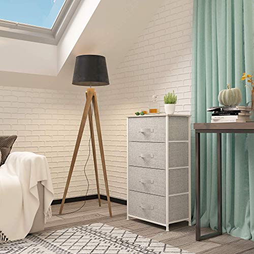 YITAHOME Dresser with 4 Drawers - Fabric Storage Tower, Organizer Unit for Bedroom, Living Room, Hallway, Closets & Nursery - Sturdy Steel Frame (Light Grey)