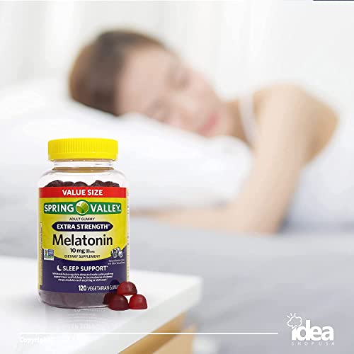 Spring Valley Vegetarian Melatonin Gummies, 10 mg, 120 ct - Extra Strength | 2 Pack 240 ct +“Have a Great Sleep - Better Idea Guide©”