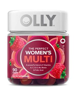 olly women’s multivitamin gummy, overall health and immune support, vitamins a, d, c, e, biotin, folic acid, adult chewable vitamin, berry, 45 day supply – 90 count (pack of 1)