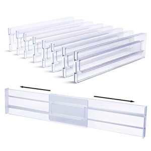 drawer dividers organizers 8 pack, vtopmart adjustable 3.2″ high expandable from 12.5-21.7″ kitchen drawer organizer, clear plastic drawers separators for clothing, kitchen utensils and office storage