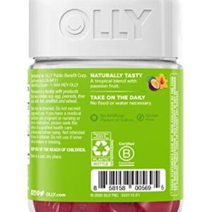 OLLY Daily Energy Gummy, Caffeine Free, Vitamin B12, CoQ10, Goji Berry, Adult Chewable Supplement, Tropical Flavor - 60 Count