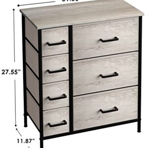 Sorbus Dresser with 7 Faux Wood Drawers - Storage Unit Organizer Chest for Clothes - Bedroom, Hallway, Living Room, Closet, & Dorm Furniture - Steel Frame, Wood Top, & Easy Pull Fabric Bins