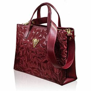 valentino orlandi large tote purse floral embroidered burgundy genuine leather bag italian designer handbag