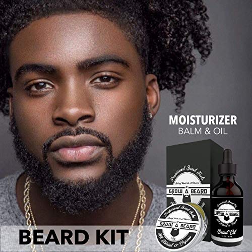 Beard Brush, Beard Comb, Beard Oil, & Beard Balm Grooming Kit for Men's Care, Travel Bamboo Facial Hair Set for Growth, Styling, Shine & Softness, Great Gifts for Him (Bamboo)