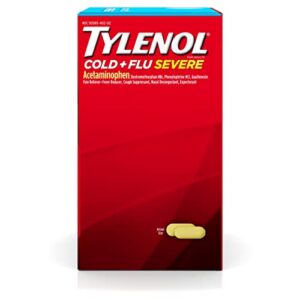 Tylenol Cold + Flu Severe Medicine Caplets for Fever & Cough Relief, Red, 2 Count, Pack of 50