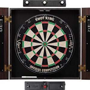 Viper by GLD Products Viper Vault Cabinet & Shot Sisal/Bristle Ready-to-Play Bundle: Elite Set (Shot King Dartboard, Darts, Shadow Buster and Laser Throw Line), Black