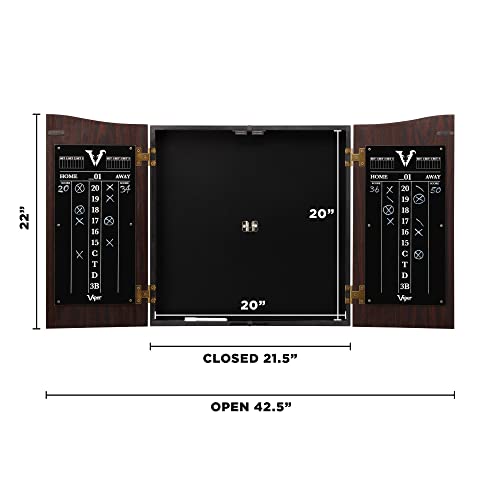 Viper by GLD Products Viper Vault Cabinet & Shot Sisal/Bristle Ready-to-Play Bundle: Elite Set (Shot King Dartboard, Darts, Shadow Buster and Laser Throw Line), Black