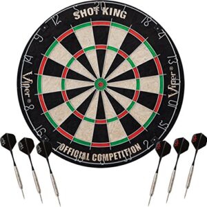 Viper by GLD Products Viper Vault Cabinet & Shot Sisal/Bristle Ready-to-Play Bundle: Elite Set (Shot King Dartboard, Darts, Shadow Buster and Laser Throw Line), Black