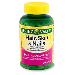 Support Healthy Hair, Skin, and Nails with Spring Valley Supplement. Includes Luall Fridge Magnetic (Hair, Skin & Nails 240 Caplets)
