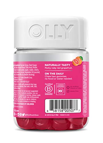 OLLY Undeniable Beauty Gummy, For Hair, Skin, Nails, Biotin, Vitamin C, Keratin, Chewable Supplement, Grapefruit, 30 Day Supply - 60 Count