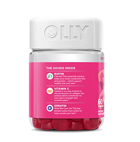 OLLY Undeniable Beauty Gummy, For Hair, Skin, Nails, Biotin, Vitamin C, Keratin, Chewable Supplement, Grapefruit, 30 Day Supply - 60 Count