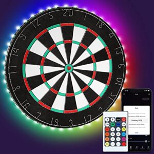 lfsmvt dartboard led strip lights, rgbic dart board lights with bluetooth app & remote control, music sync, diy cuttable lights for 13-18 inch dart boards, usb powered (dartboard not include)