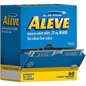 aleve on the go pain relief, sachet dispenser, 60 individual pouches