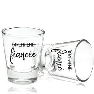 boyfriend and girlfriend shot glasses gift set engagement gifts for couples – fiance fiancee classic shot glasses gift for him and her – his and hers shot glasses for mr and mrs bride and groom-1.5oz