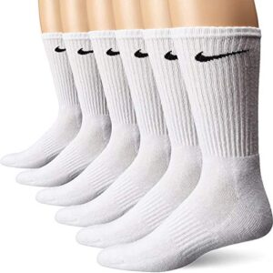 nike | performance cushion crew socks, 6 pack, white/black – large (8-12)