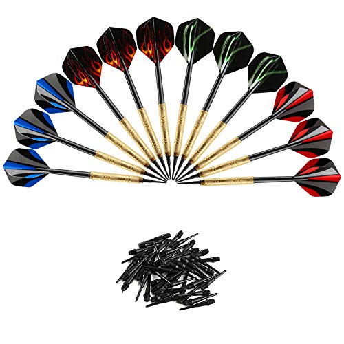 Accmor 12 Pcs Darts Plastic Tip, Soft Tip Darts Set, 14g Plastic Tipped Dart, Attach Extra 36 Black 2BA Replacement Tips, Soft Tip Darts for Electronic/Plastic Dartboard