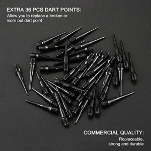 Accmor 12 Pcs Darts Plastic Tip, Soft Tip Darts Set, 14g Plastic Tipped Dart, Attach Extra 36 Black 2BA Replacement Tips, Soft Tip Darts for Electronic/Plastic Dartboard