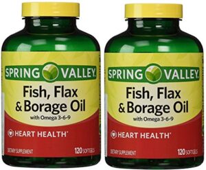 spring valley – fish, flaxseed, borage oil, omega 3, 6, 9, (pack of 2) 240 total softgels