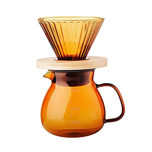 Dr.Cheolkfh Percolator Coffee Pot Colored Coffee Pot Set High Temperature Resistant Glass Pot Afternoon Tea and Coffee Sharing Pot Hand Made Tea Pot (Color : Brown-600ML)