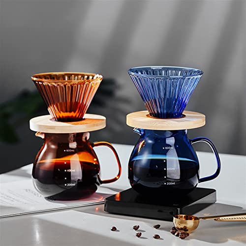 Dr.Cheolkfh Percolator Coffee Pot Colored Coffee Pot Set High Temperature Resistant Glass Pot Afternoon Tea and Coffee Sharing Pot Hand Made Tea Pot (Color : Brown-600ML)