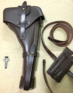 reindeer luger p-08 8″ artillery holster w. stock straps – dark brown,wwii reproduction, ww2 reproduction,wwii/wwi, collectibles goods,collectibles products,wwii repro
