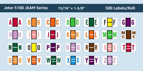 Doctor Stuff - File Folder Labels, Alphabet Letter R, Jeter/TAB 5109 - JXAM Alternate Series Compatible Alpha Stickers, Brown, 15/16" x 1-5/8", 500/Roll