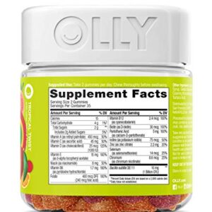 OLLY Multi + Probiotic Adult Multivitamin Gummy, 35 Day Supply (70 Gummies), Tropical Twist, 1 Billion CFUs, Digestive and Immune Support Chewable Supplement