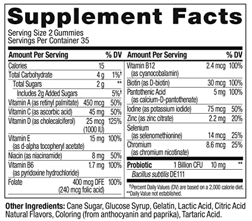 OLLY Multi + Probiotic Adult Multivitamin Gummy, 35 Day Supply (70 Gummies), Tropical Twist, 1 Billion CFUs, Digestive and Immune Support Chewable Supplement