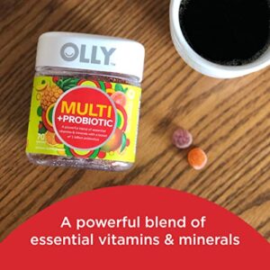 OLLY Multi + Probiotic Adult Multivitamin Gummy, 35 Day Supply (70 Gummies), Tropical Twist, 1 Billion CFUs, Digestive and Immune Support Chewable Supplement