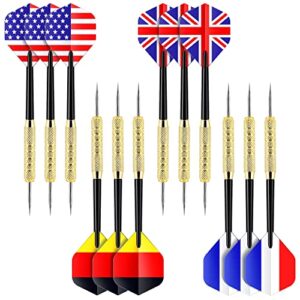 ohuhu steel tip darts, professional metal darts with national flag flights (4 styles) – dart metal tip set, 12 pcs metal dart, darts for dartboard with 3 free pvc dart rods