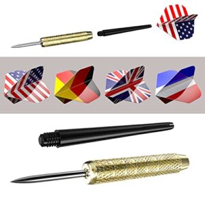 Ohuhu Steel Tip Darts, Professional Metal Darts with National Flag Flights (4 Styles) - Dart Metal Tip Set, 12 Pcs Metal Dart, Darts for Dartboard with 3 Free PVC Dart Rods