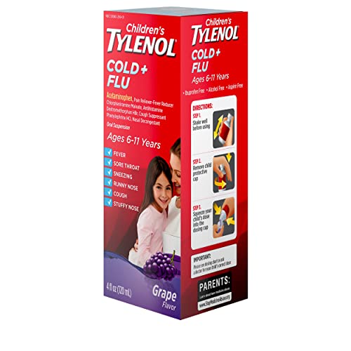 Tylenol Children's Cold + Flu Oral Suspension, Grape, 4 Fl. Oz