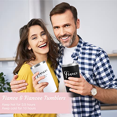 Engagement Gifts for Couples, Cool Wine Engaged Tumbler Gift Set Newly Presents for Women his and her him Fiance Fiancee Friend, Girlfriend Boyfriend Ideas with Straws, Socks, Candle & Greeting Card