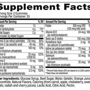 OLLY Teen Girl Multi Gummy, Healthy Skin and Immune Support, 15 Essential Vitamins, Biotin, Zinc, Calcium, Chewable Multivitamin, Berry Melon, 35 Day Supply - 70 Count