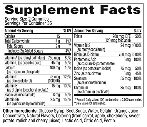 OLLY Teen Girl Multi Gummy, Healthy Skin and Immune Support, 15 Essential Vitamins, Biotin, Zinc, Calcium, Chewable Multivitamin, Berry Melon, 35 Day Supply - 70 Count