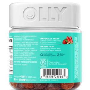 OLLY Teen Girl Multi Gummy, Healthy Skin and Immune Support, 15 Essential Vitamins, Biotin, Zinc, Calcium, Chewable Multivitamin, Berry Melon, 35 Day Supply - 70 Count