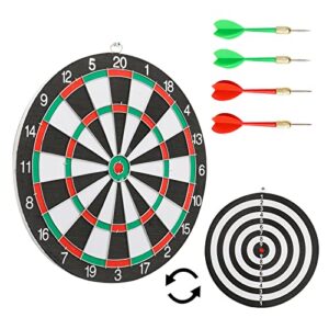 mini dart board set, 12 inches double-sided dartboard, professional dart boards with 4 darts, excellent dartboard game for adults and kids, suitable indoor games & party games for family and friends