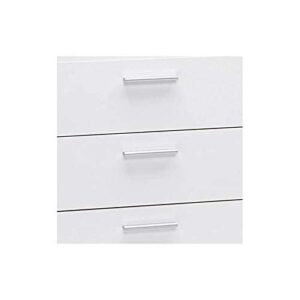 Levan Home Contemporary 8 Drawer Double Bedroom Dresser in White with Modern Silver Color Bar Handles