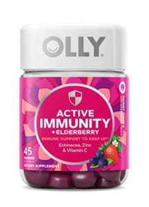 olly gummy active immunity+elderberry, 45 gummies (1 pack), berry flavor