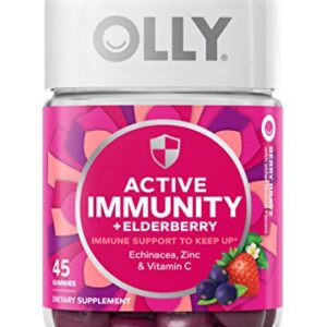 Olly Gummy Active Immunity+Elderberry, 45 Gummies (1 Pack), Berry Flavor