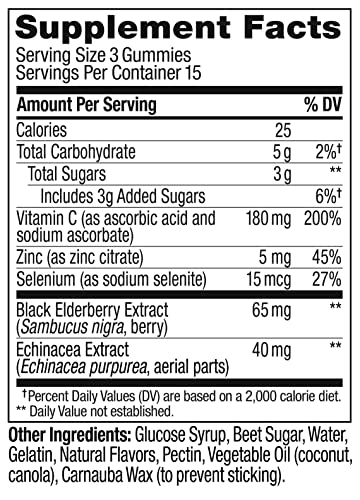 Olly Gummy Active Immunity+Elderberry, 45 Gummies (1 Pack), Berry Flavor