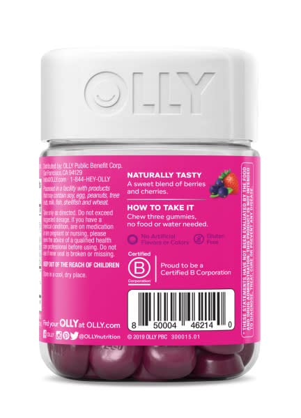 Olly Gummy Active Immunity+Elderberry, 45 Gummies (1 Pack), Berry Flavor