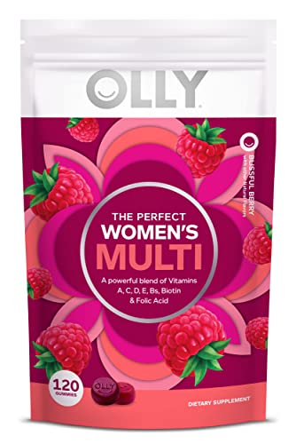 OLLY Women's Multivitamin Gummy, Vitamins A, D, C, E, Biotin, Folic Acid, Berry Flavor, 60-Day Supply - 120 Count