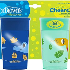 Dr. Brown’s™ Silicone Starter Spoon and Teether, 2-Pack and Milestones™ Cheers360™ Training Sippy Cups, Blue Green, 10oz, 2-Pack