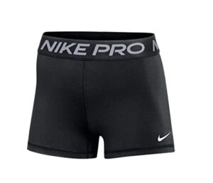 nike women’s pro 365 3″ shorts dh4863 010 black/white/grey size large