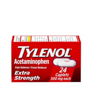 tylenol extra strength caplets with 500 mg acetaminophen, pain reliever & fever reducer, 24 ct